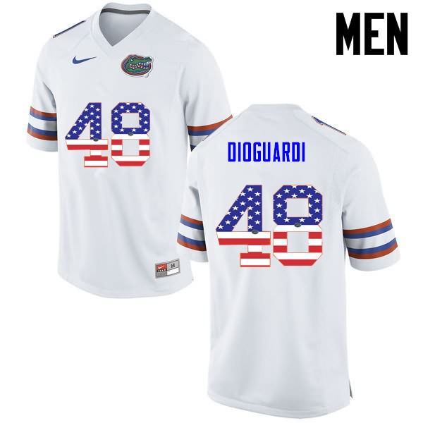 Men's NCAA Florida Gators Brett DioGuardi #48 Stitched Authentic USA Flag Fashion Nike White College Football Jersey AOF3865HH